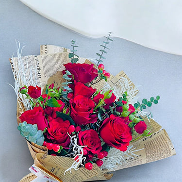 Festive Red Rose Bouquet